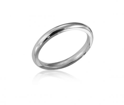12.	14K White Gold 3mm Comfort Fit Wedding Band Size 7