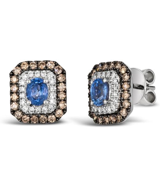 Le Vian White Gold Blue Sapphire Diamonds Earrings