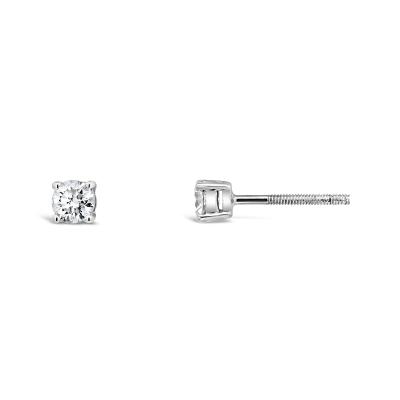 Men’s 925 Sterling Silver Lab Diamond Screw Back Stud Earrings – 14k White Gold Finish – 13mm – Made USA
