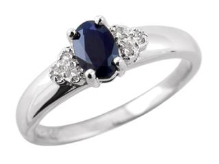 10K White Gold Sapphire Diamond 0.03Ctw Ring