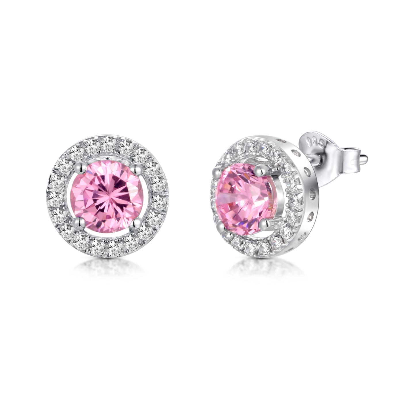 Sterling Silver Pink Cubic Zirconia Cluster Earrings