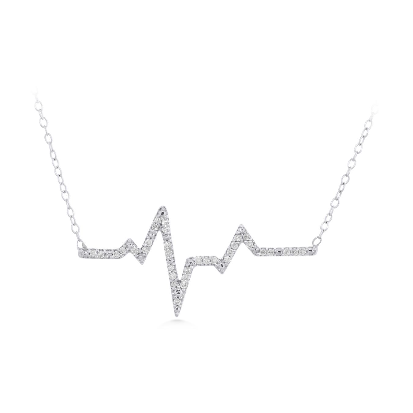Sterling Silver 0.10Ctw Heartbeat Necklace