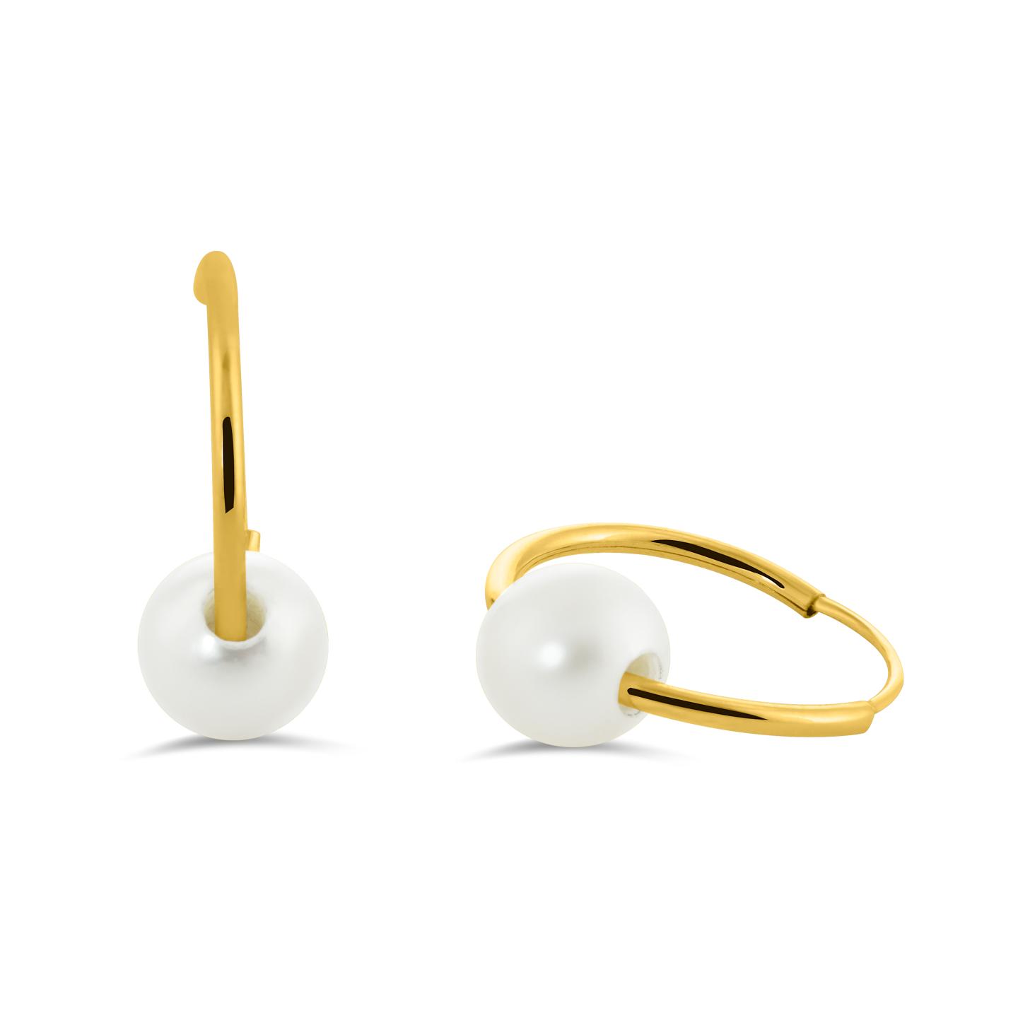 14K Yellow Gold Freshwater Pearl Sleepers 5-6Mm