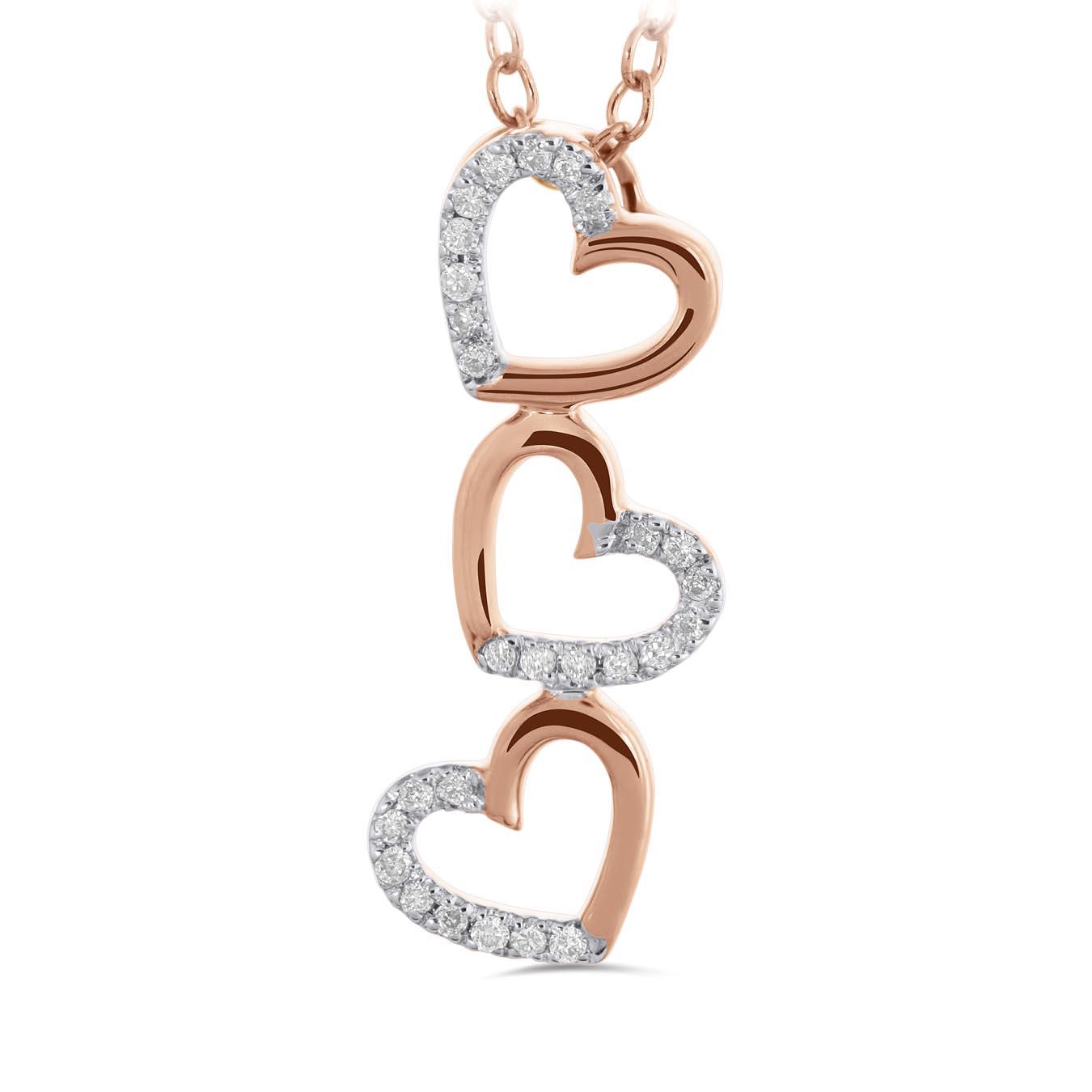 10K Rose Gold 0.05Ctw Heart Pendant