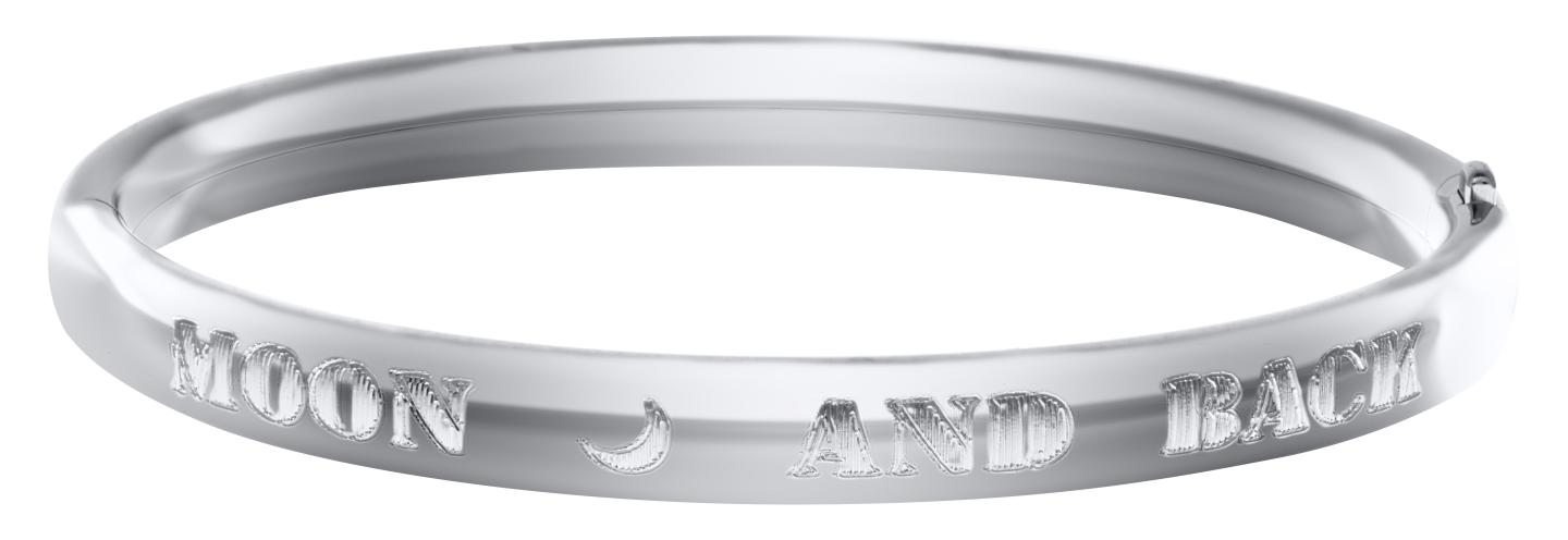 Children'S Sterling Silver "I Luv U 2 The Moon & Back" Bangle