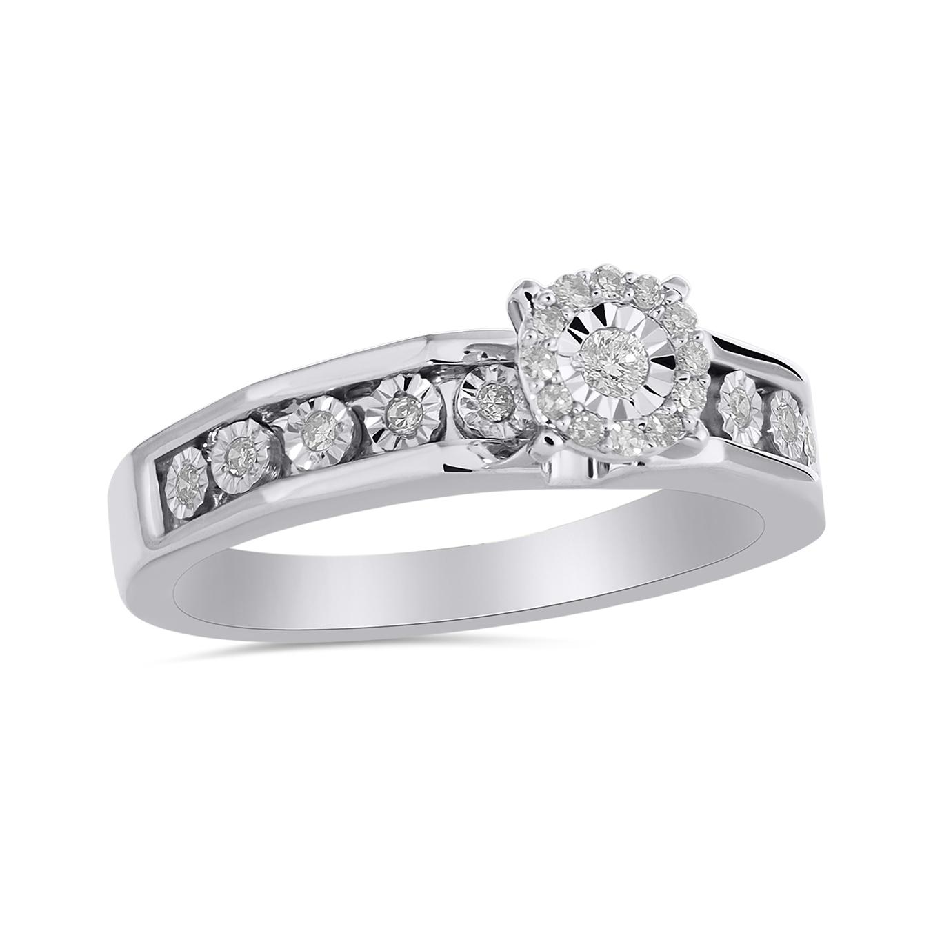 10K White Gold 0.15Ctw Trio Bridal Ring