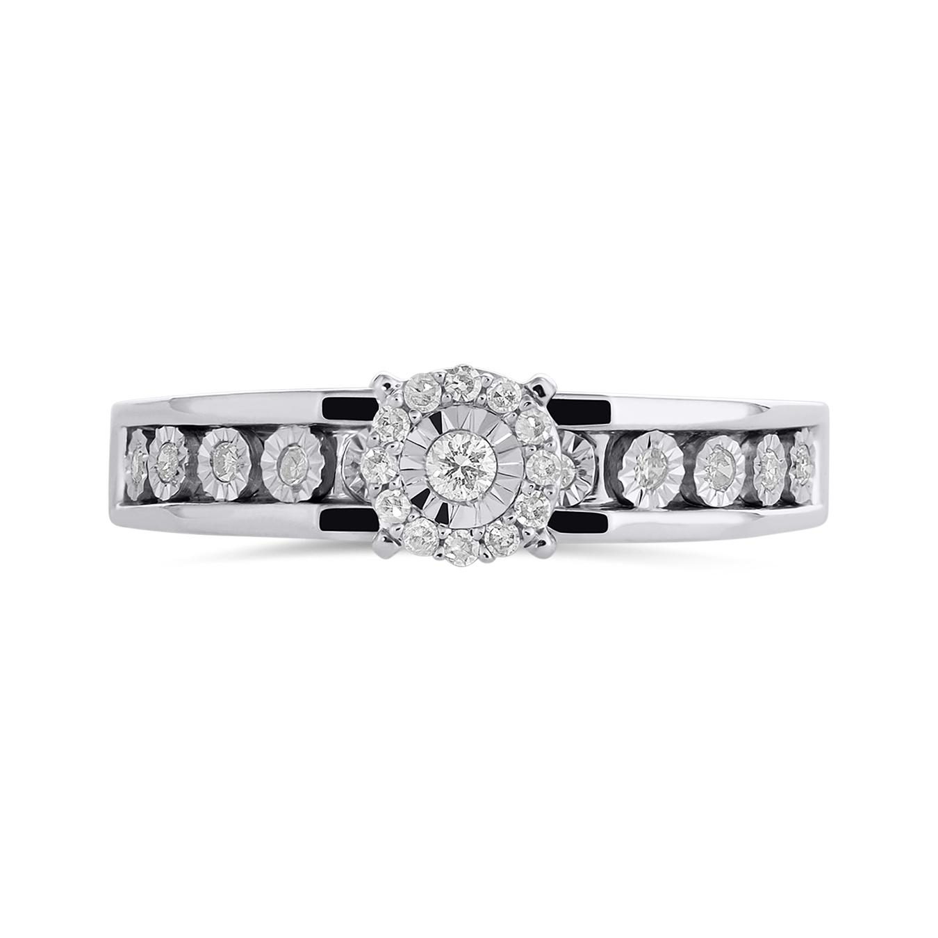 10K White Gold 0.15Ctw Trio Bridal Ring