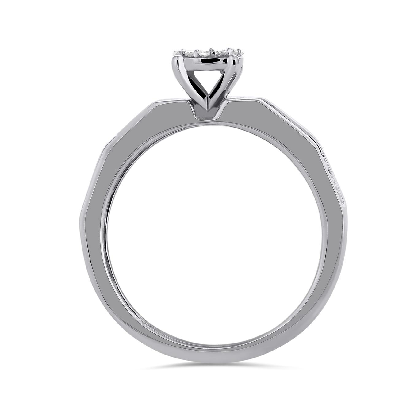 10K White Gold 0.15Ctw Trio Bridal Ring