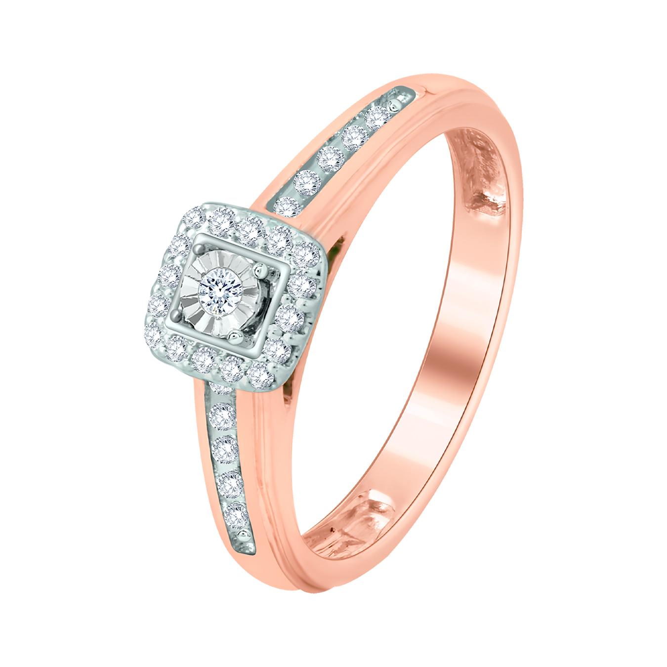 10K Rose And White Gold 0.15Ctw Trio Bridal Ring