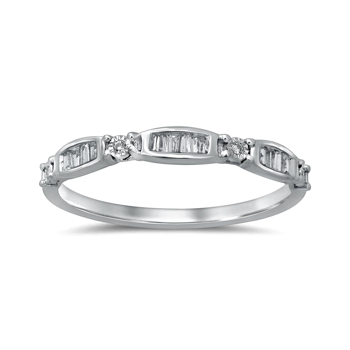 10K White Gold Diamond Stackable Ring