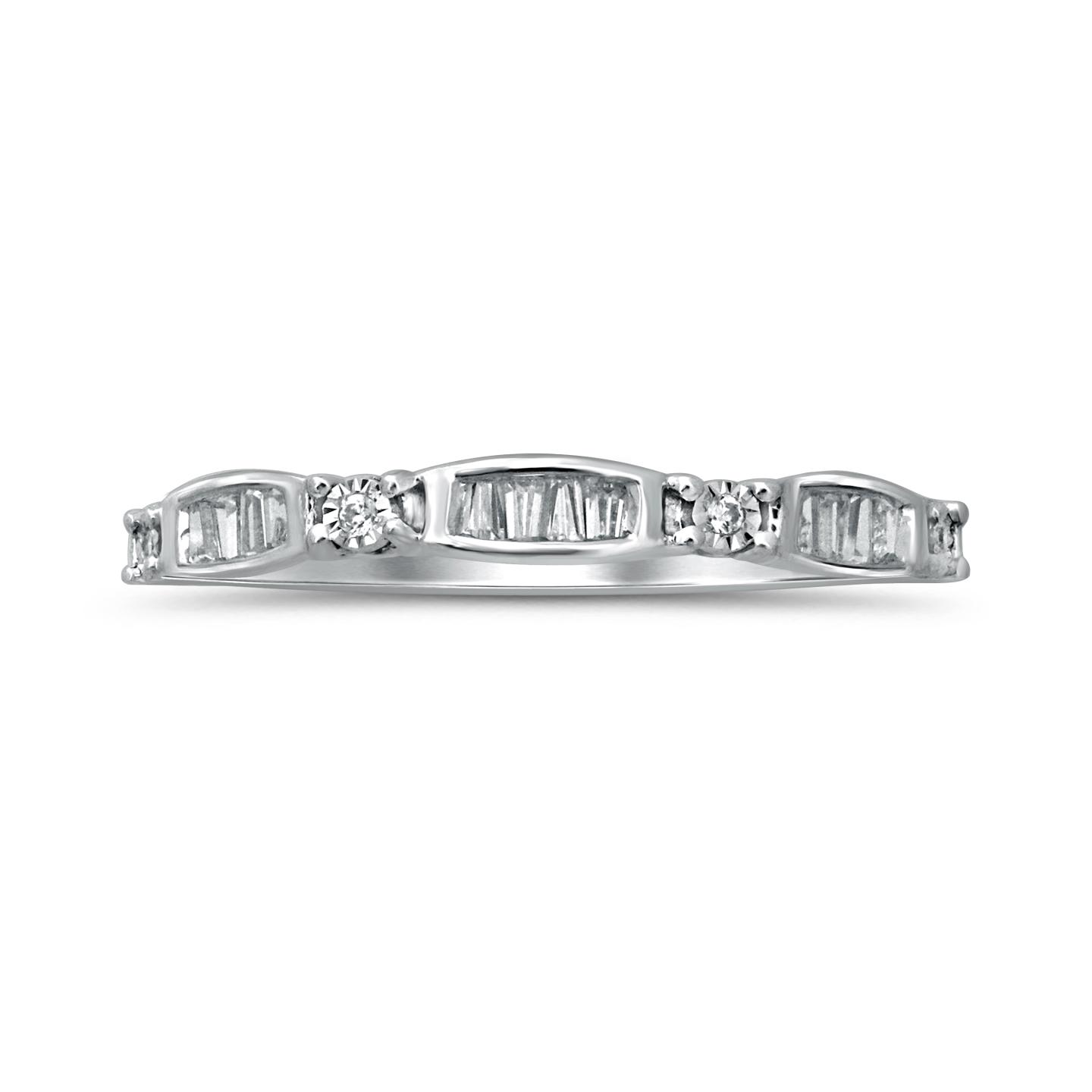 10K White Gold Diamond Stackable Ring