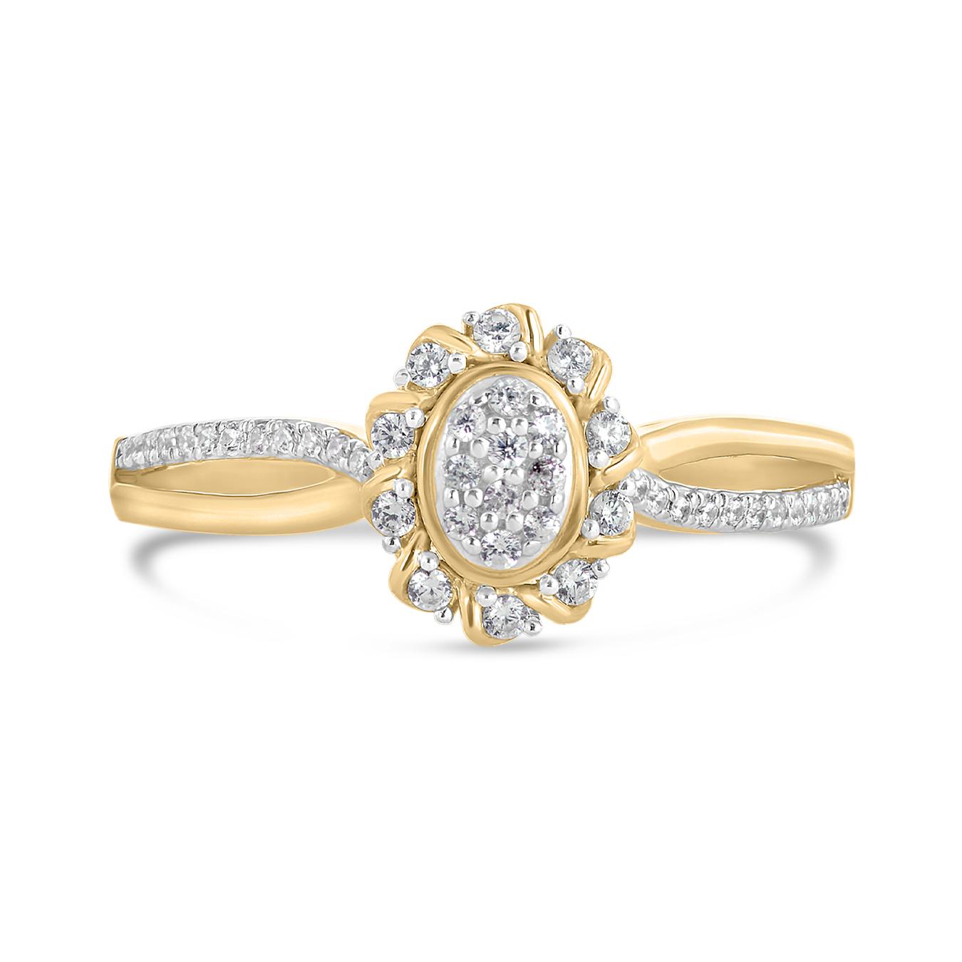 10K Yellow Gold 0.21Ctw Diamond Oval Promise Ring