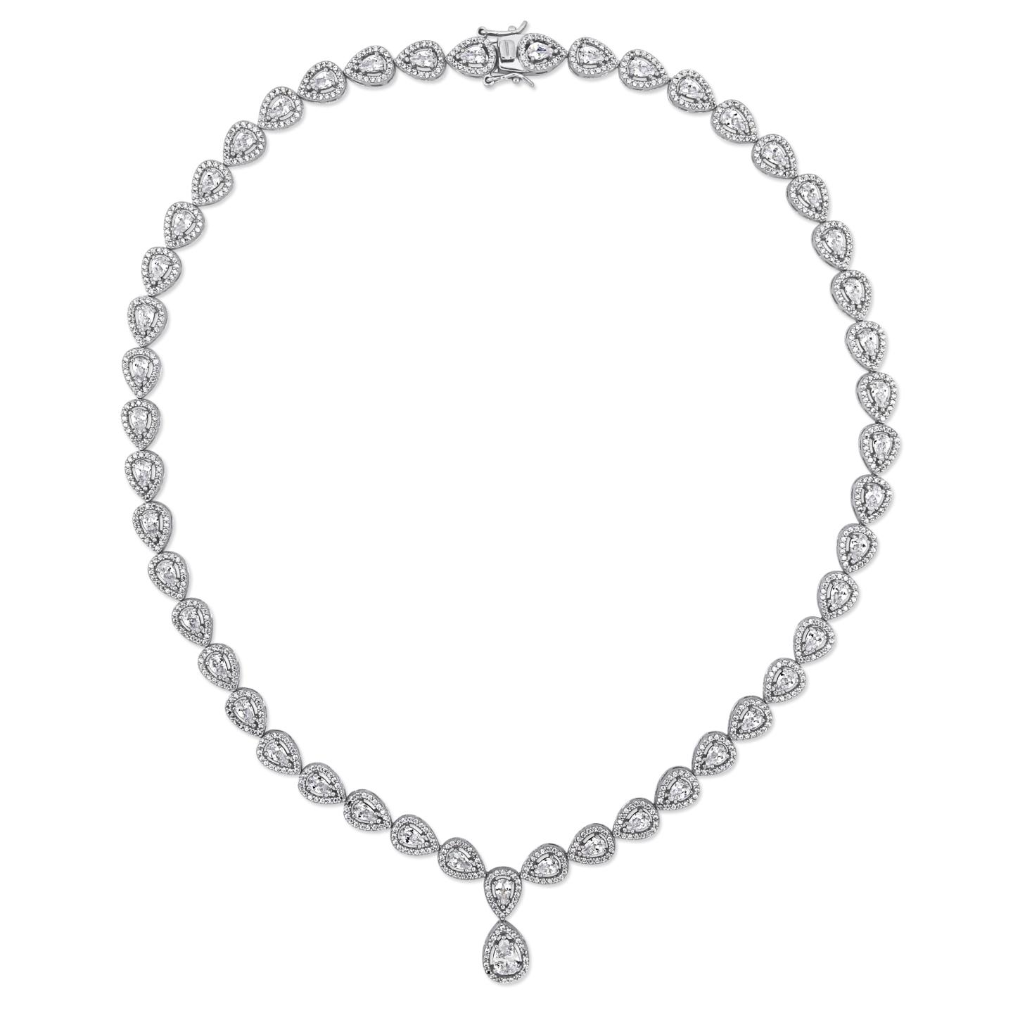 Sterling Silver Cubic Zirconia Teardrop Necklace