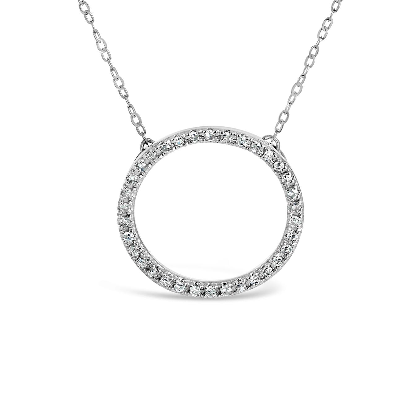 10K White Gold 0.10CTW Diamond Circle Pendant