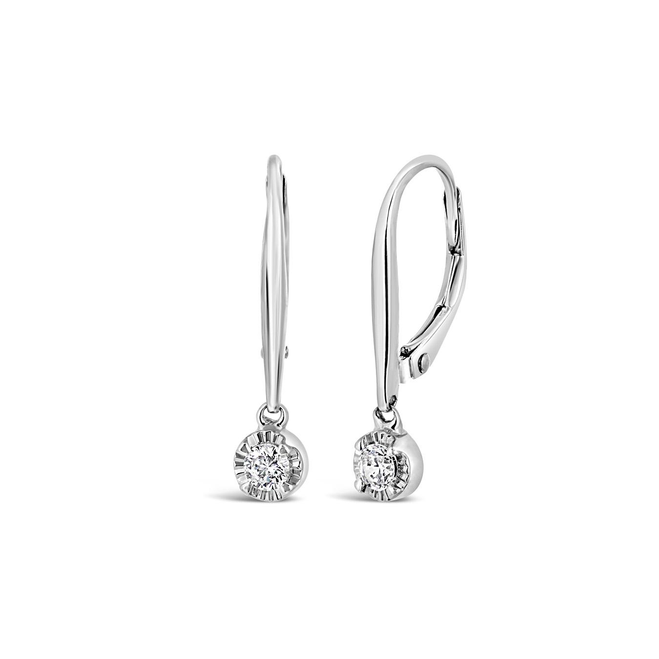 10K White Gold 0.24Ctw Diamond Drop Earrings