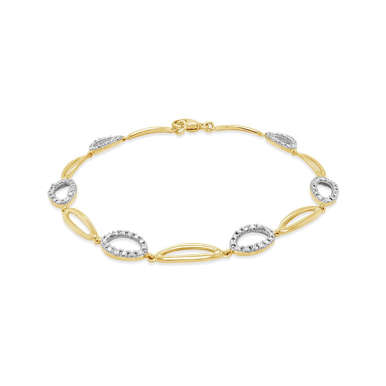 10K Yellow Gold 0.25Ctw Diamond Link Bracelet