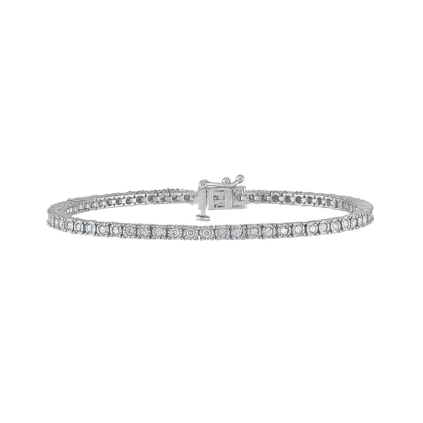 Sterling Silver 0.95Ctw Diamond Tennis Bracelet