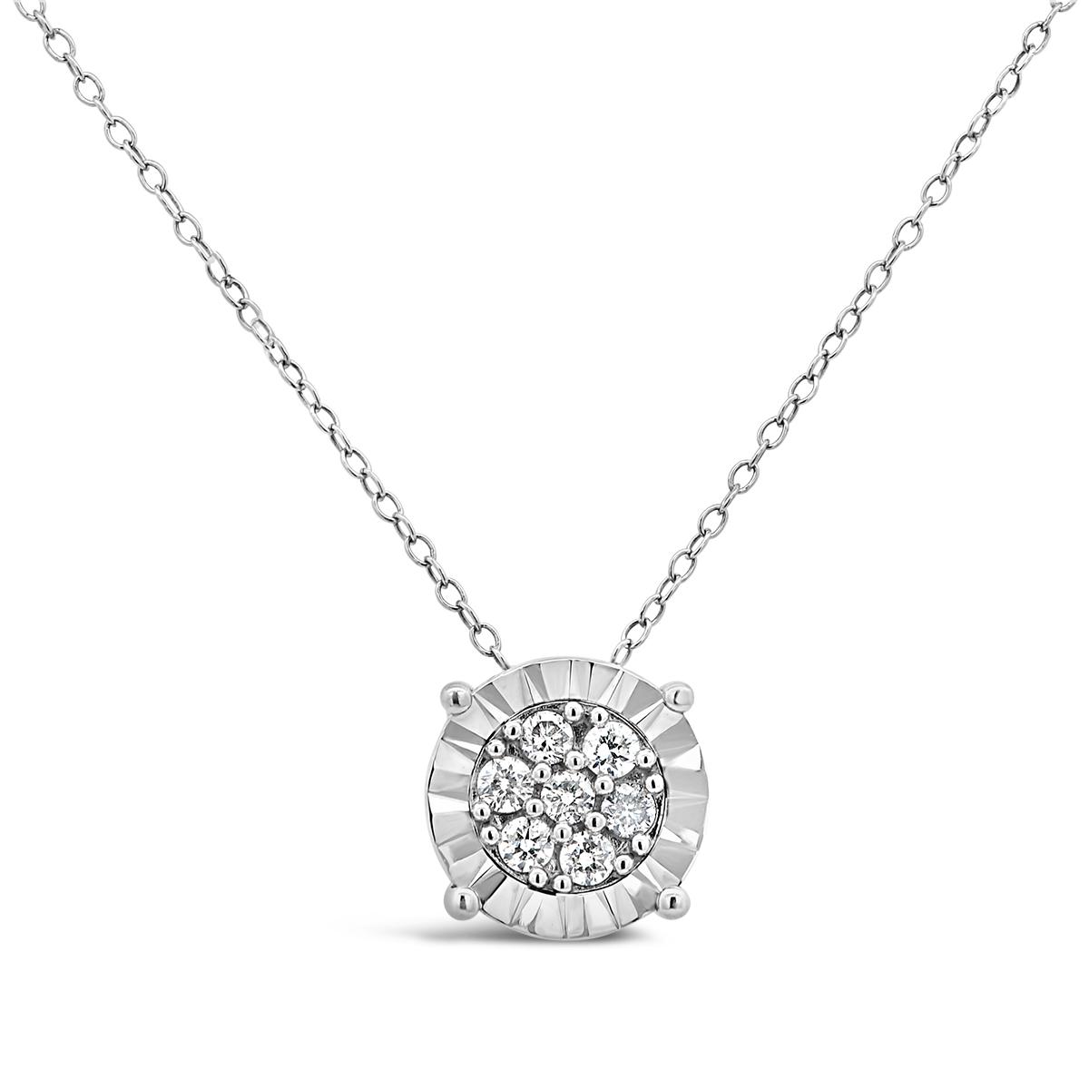 Sterling Silver 0.11Ctw Diamond Bouquet Pendant