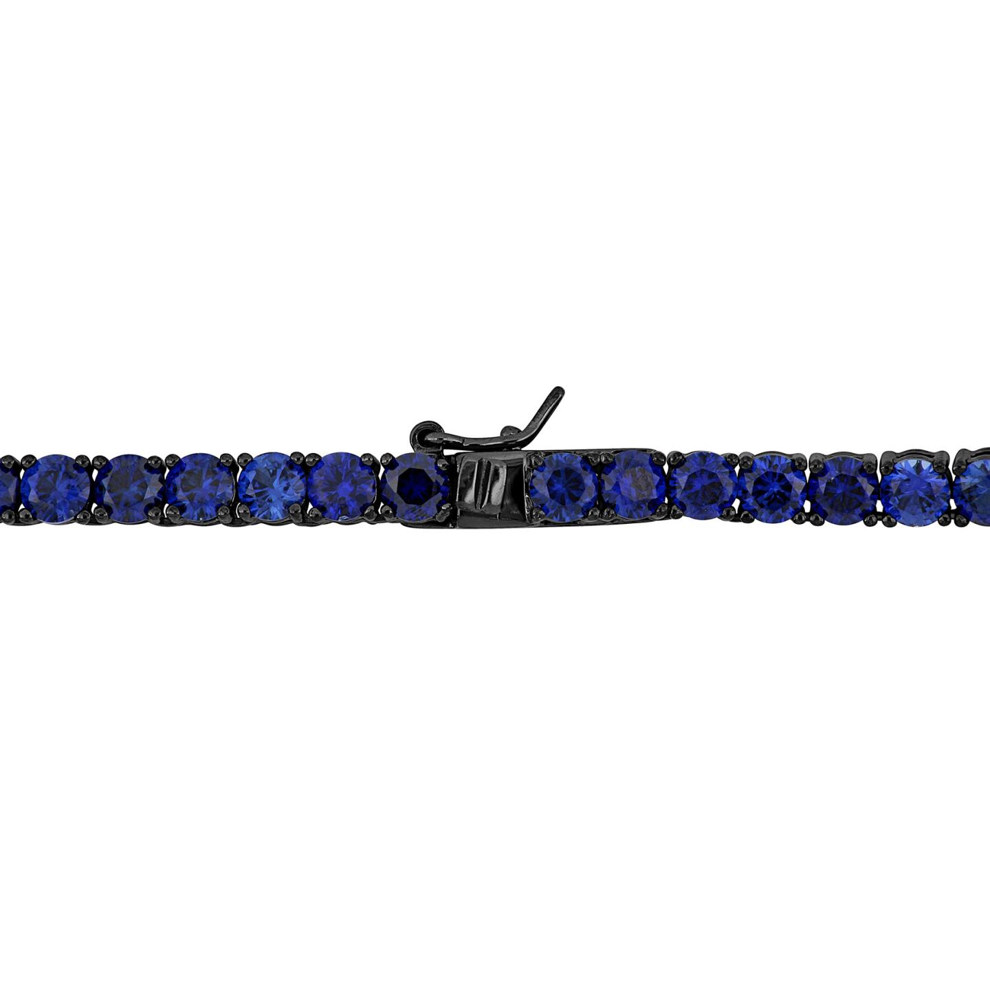 Julianna B Sterling Silver Created Blue Sapphire With Black Rhodium 20" Necklace