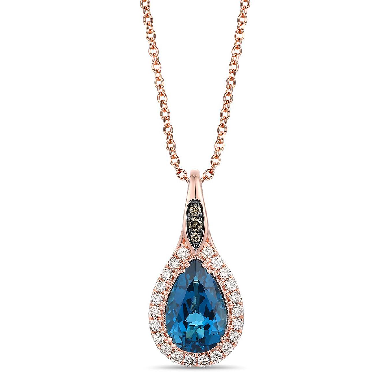 Le Vian 14K Strawberry Gold Blue Topaz & 0.43Ctw Diamond Pendant