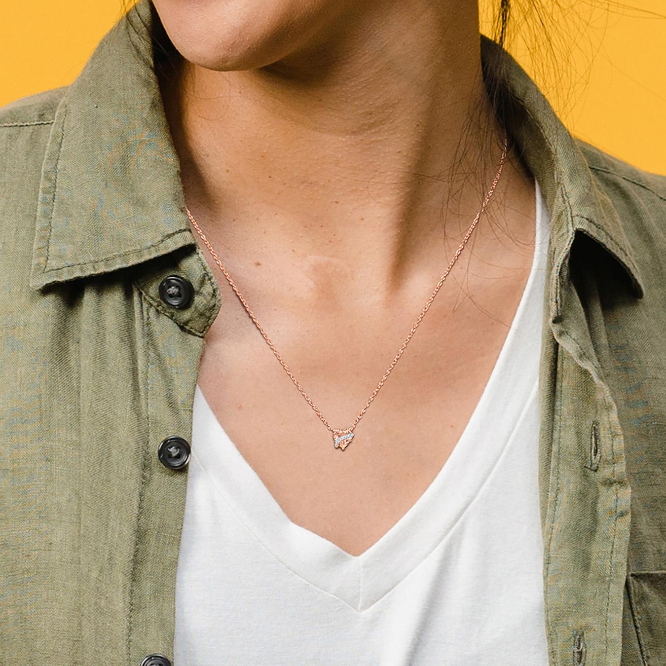 Julianna B Rose Plated Sterling Silver Morganite and Diamond Pendant