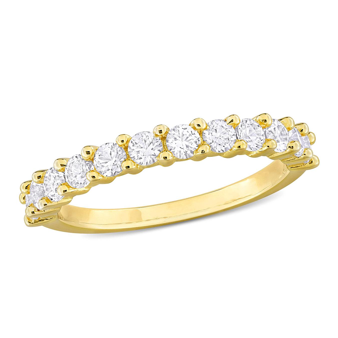Julianna B Yellow Plated Sterling Silver Created White Sapphire Ring