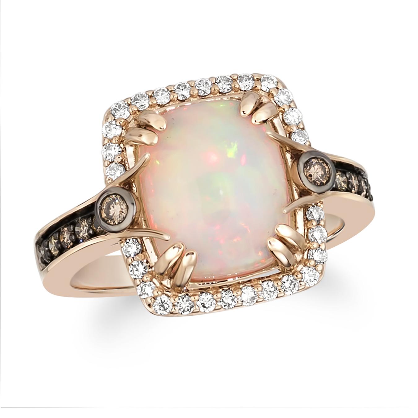 Le Vian 14K Strawberry Gold Neopolitan Opal & 0.42Ctw Diamond Ring