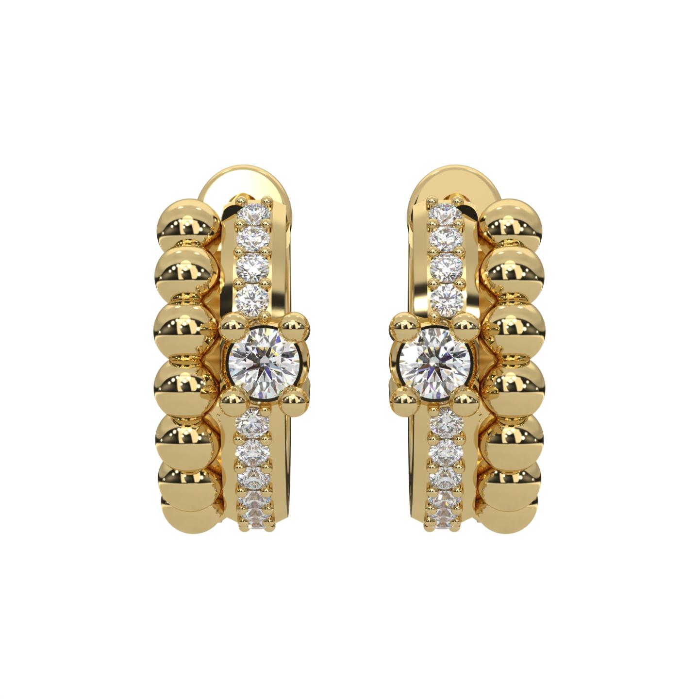Lands Collection Modern Electrum Canadian 0.31Ctw Diamond Hoop Earrings