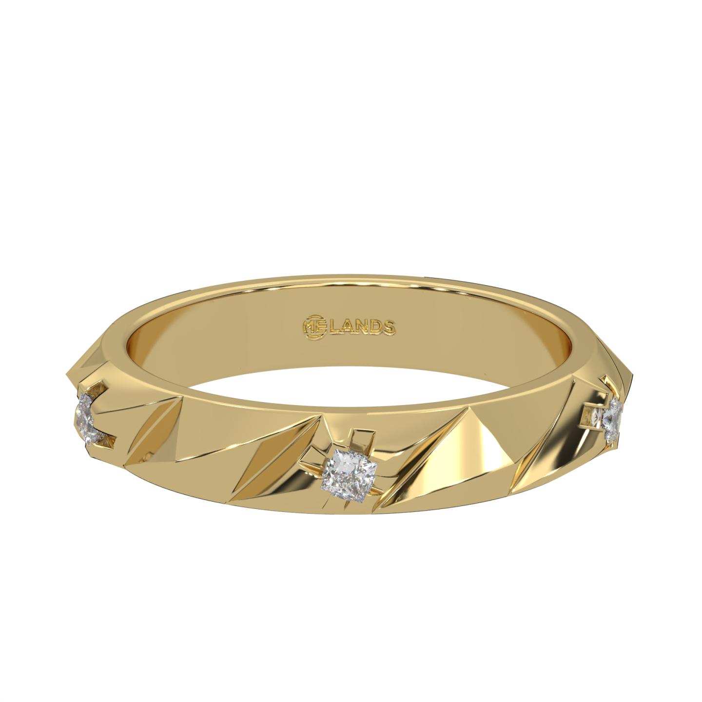 Lands Collection Modern Electrum Canadian 0.10Ctw Diamond Fashion Ring Size 7