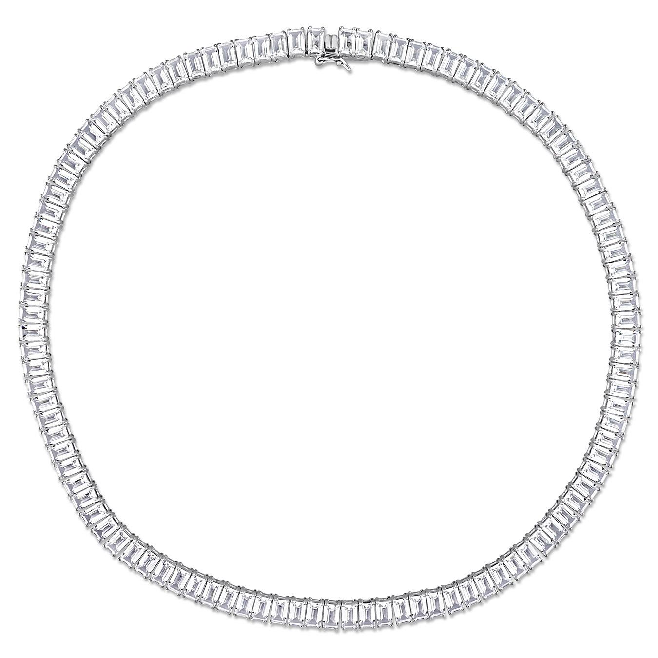 Julianna B Sterling Silver Created White Sapphire 18" Necklace