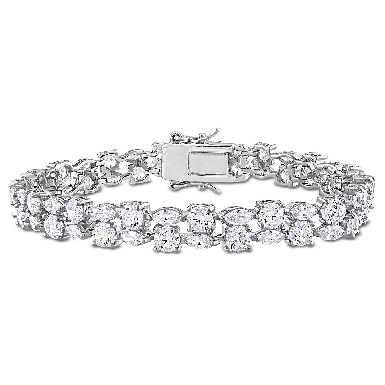 Julianna B Sterling Silver Created White Sapphire 7.25" Bracelet