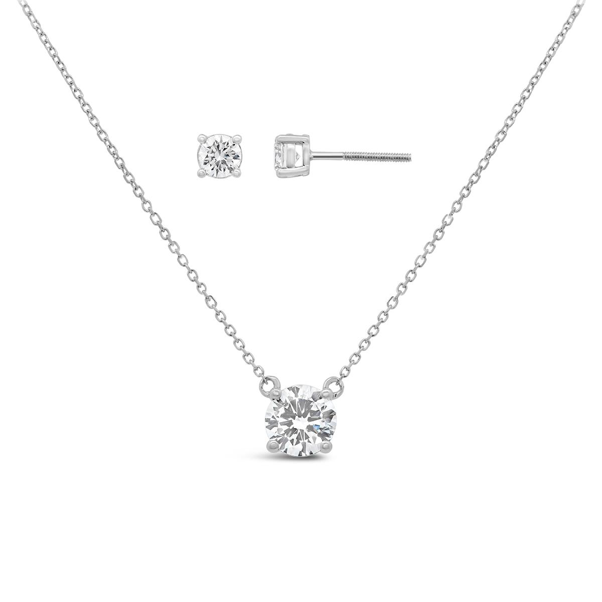New Brilliance Lab Grown 1.00Ctw Diamond Pendant & Earrings In 10K White Gold