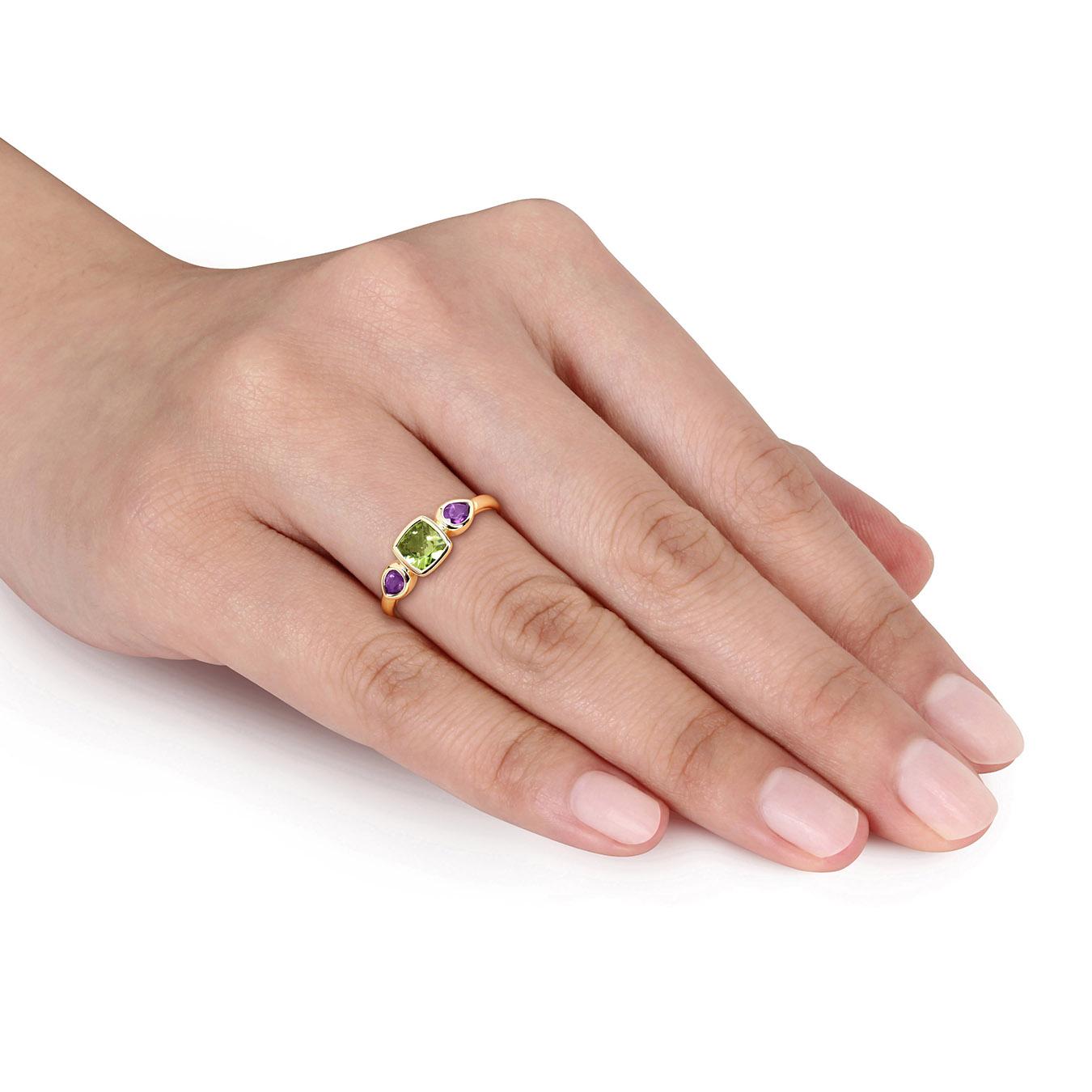 JULIANNA B 10K Yellow Gold Peridot & Amethyst Ring