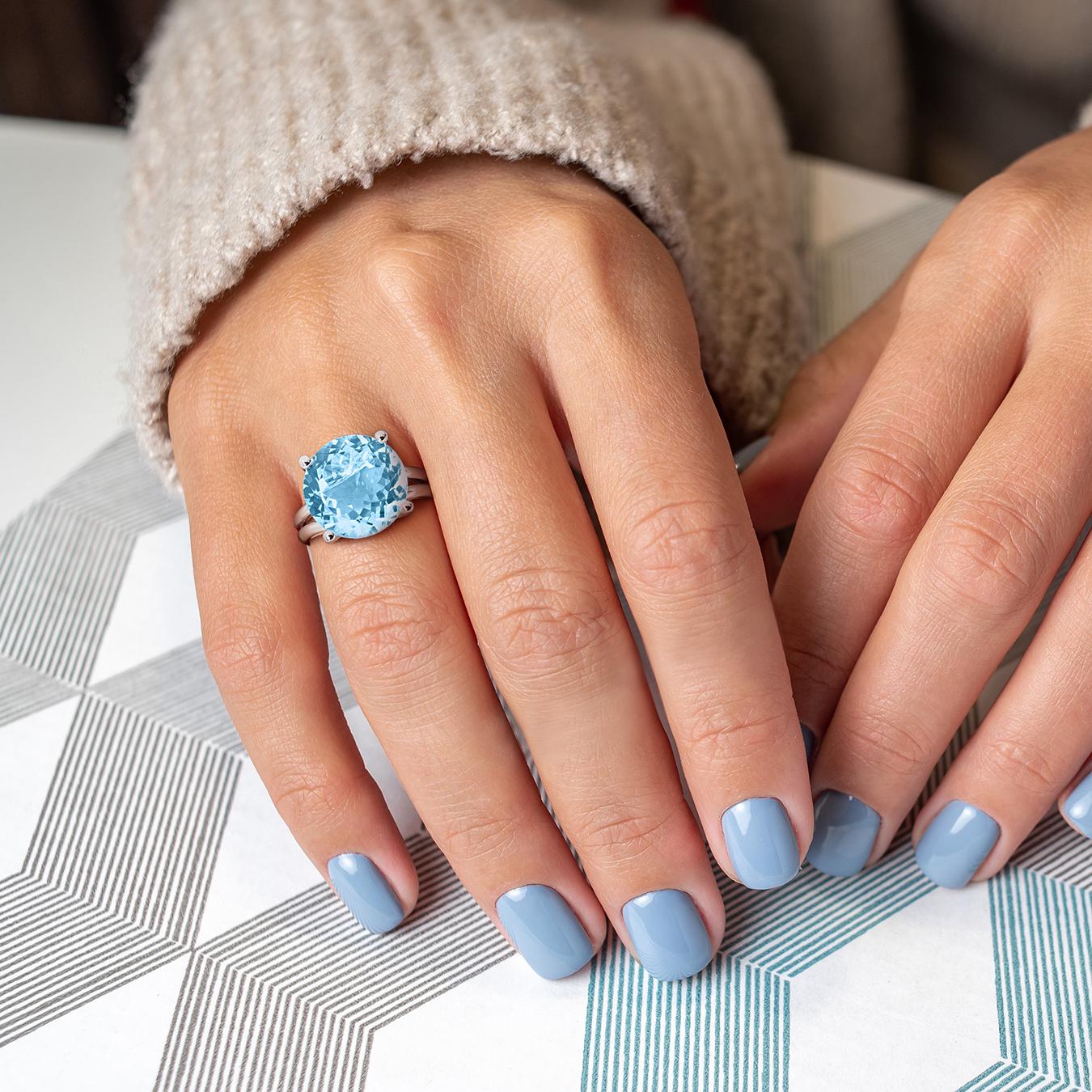 Julianna B Sterling Silver Sky Blue Topaz Solitaire Cocktail Ring