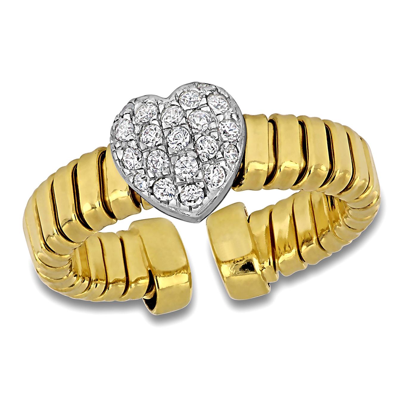 Julianna B Yellow Plated Sterling Silver Cubic Zirconia Stretch Ring