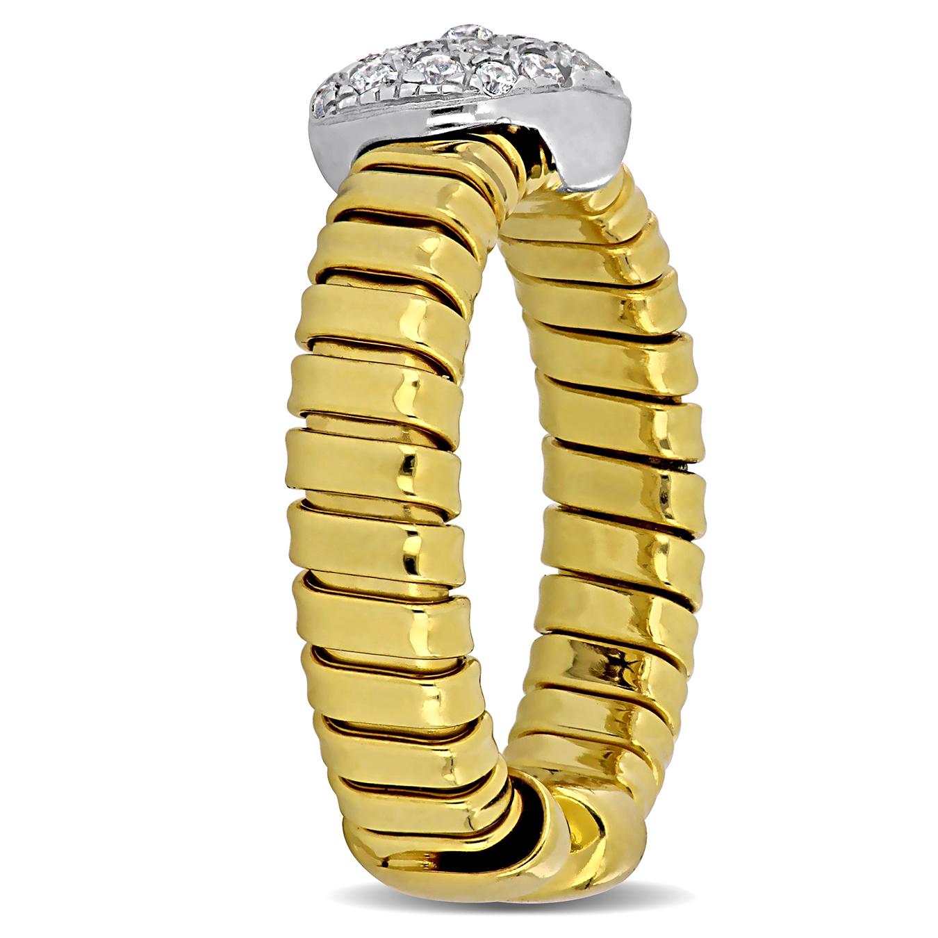 Julianna B Yellow Plated Sterling Silver Cubic Zirconia Stretch Ring