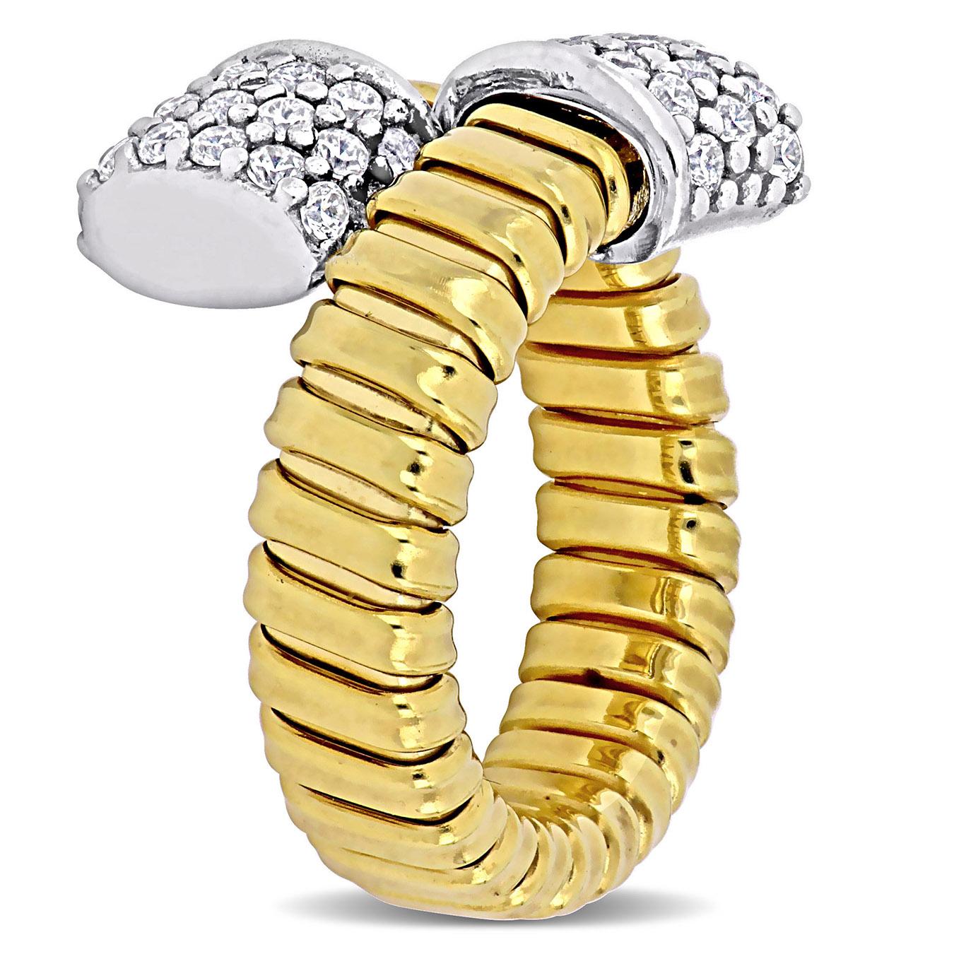 Julianna B Yellow Plated Sterling Silver Cubic Zirconia Stretch Ring