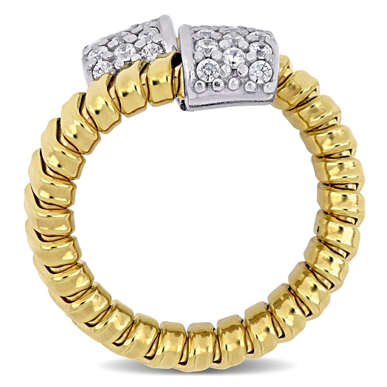 Julianna B Yellow Plated Sterling Silver Cubic Zirconia Stretch Ring