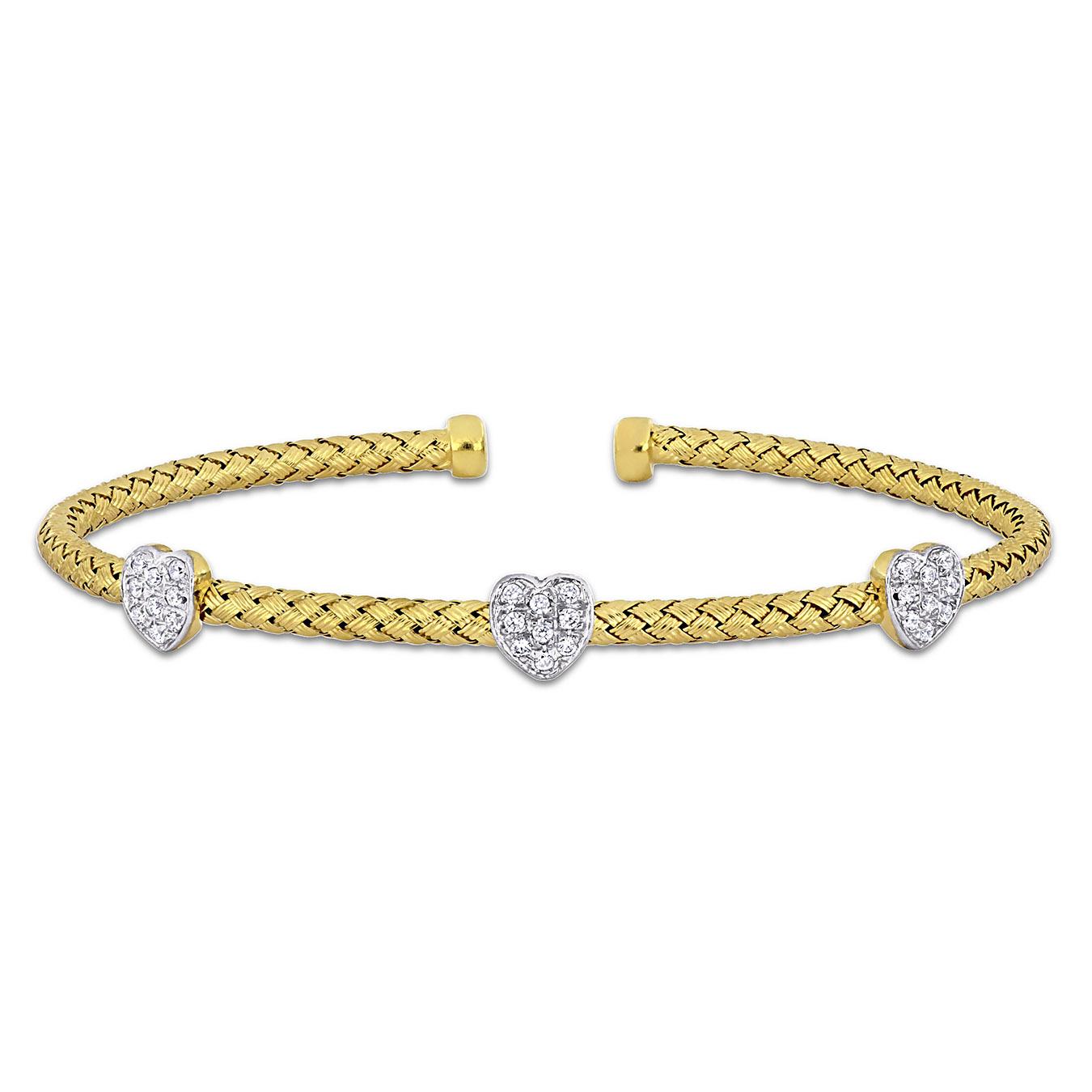 Julianna B Yellow Plated Sterling Silver Cubic Zirconia Heart Bracelet