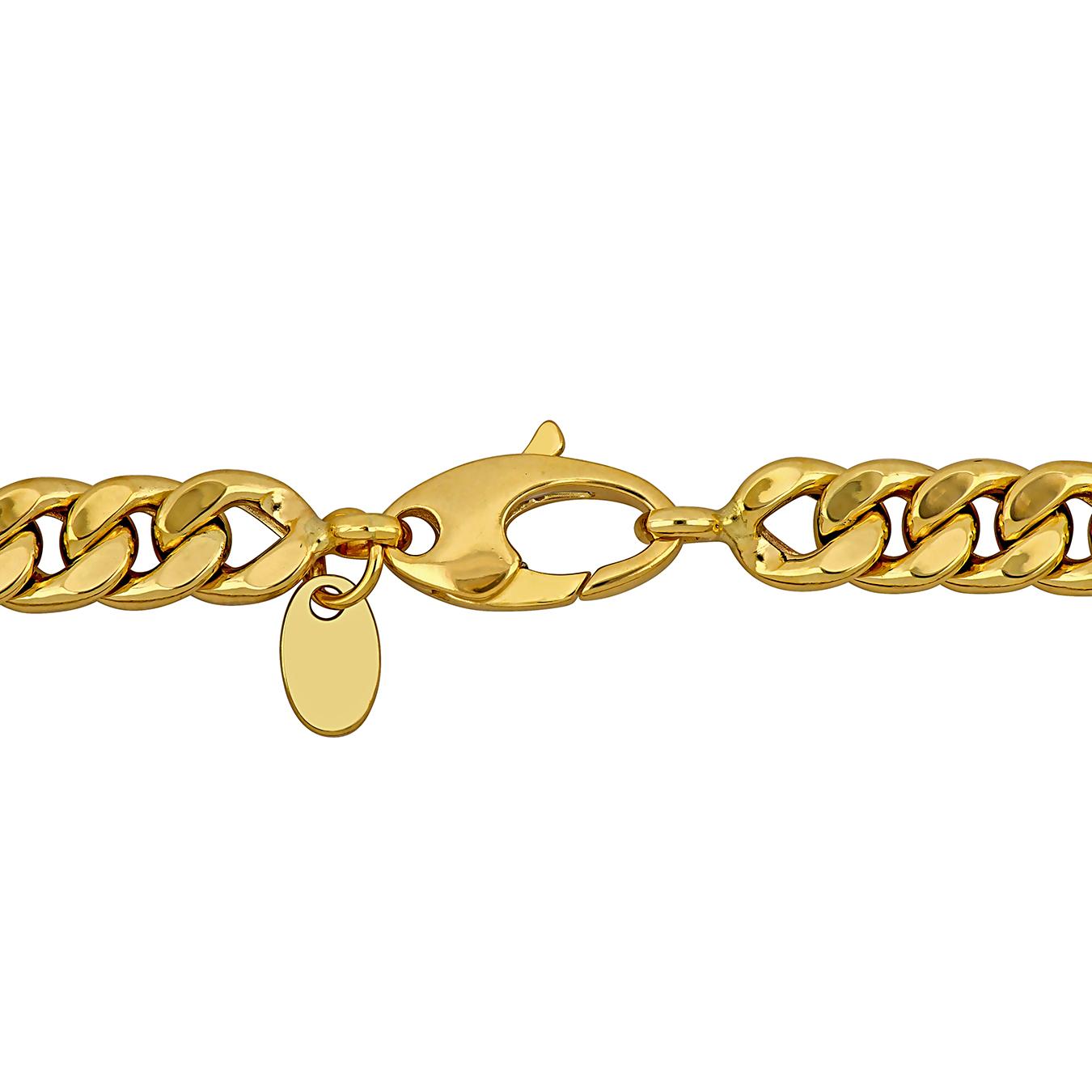 Julianna B 14K Yellow Gold Cubic Zirconia Curb Link Bracelet 7.5"