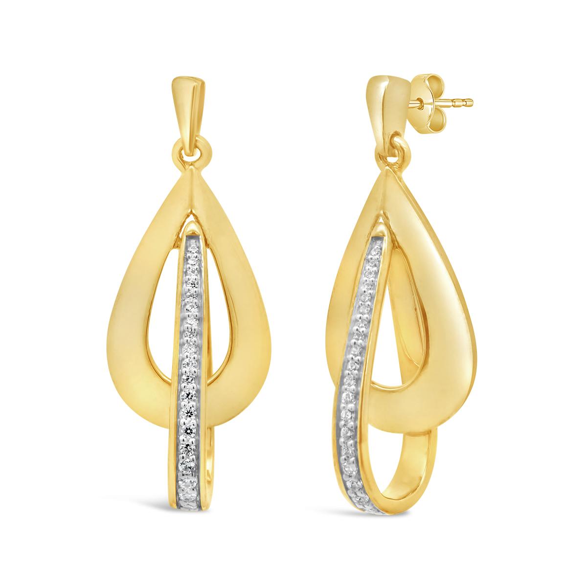Lab Grown 0.23CTW Diamond Dangle Earrings in 18K Yellow Gold Vermeil