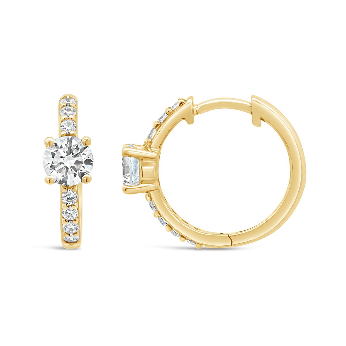 New Brilliance Lab Grown 0.70Ctw Diamond Hoop Earrings In 10K Yellow Gold