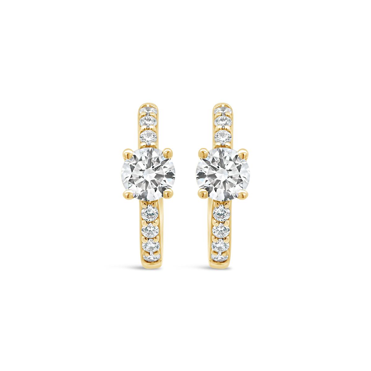 New Brilliance Lab Grown 0.70Ctw Diamond Hoop Earrings In 10K Yellow Gold