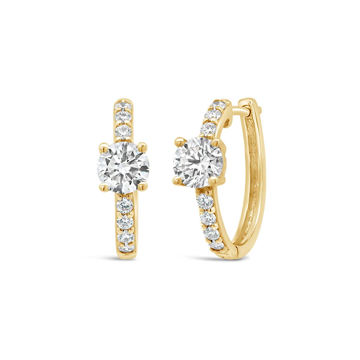 New Brilliance Lab Grown 0.70Ctw Diamond Hoop Earrings In 10K Yellow Gold