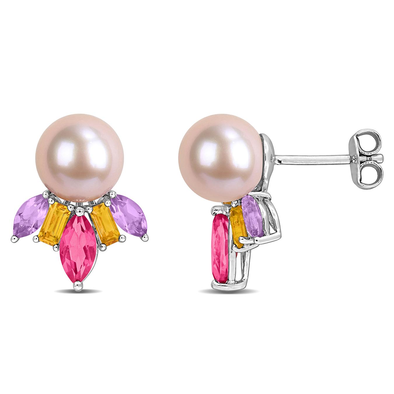 Julianna B Sterling Silver Pink Pearl, Pink Topaz