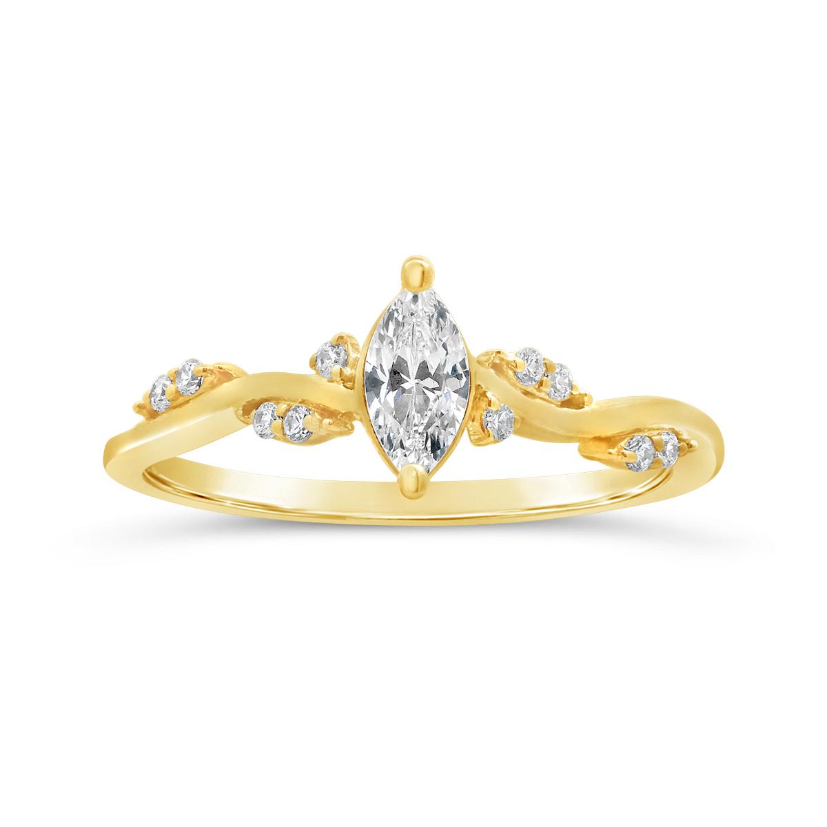 New Brilliance Lab Grown 0.37CTW Marquise Diamond Ring in 10K Yellow Gold