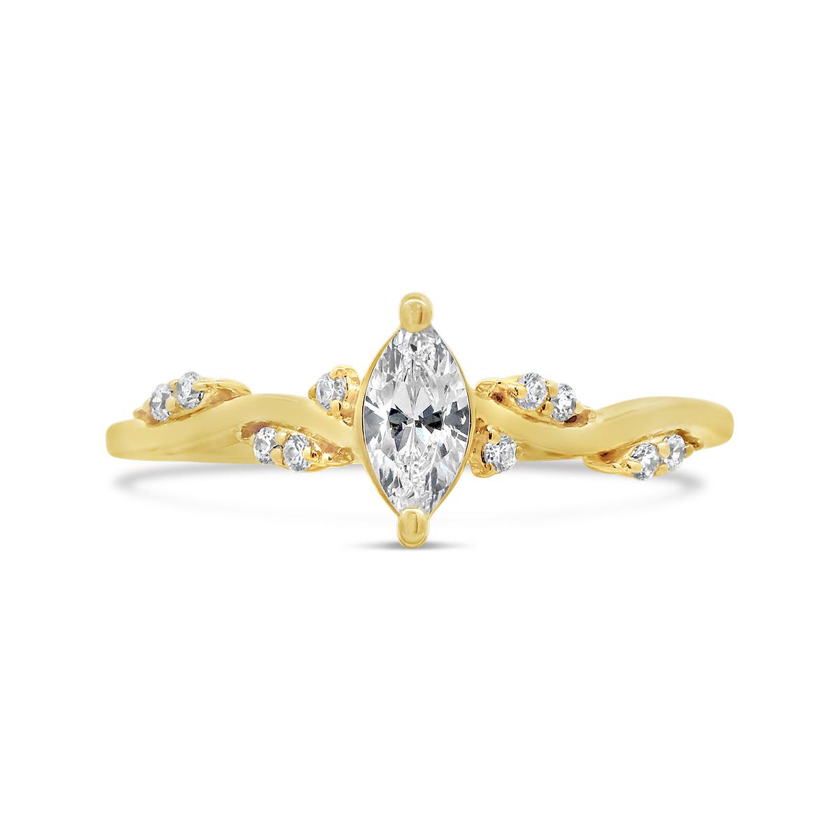 New Brilliance Lab Grown 0.37CTW Marquise Diamond Ring in 10K Yellow Gold