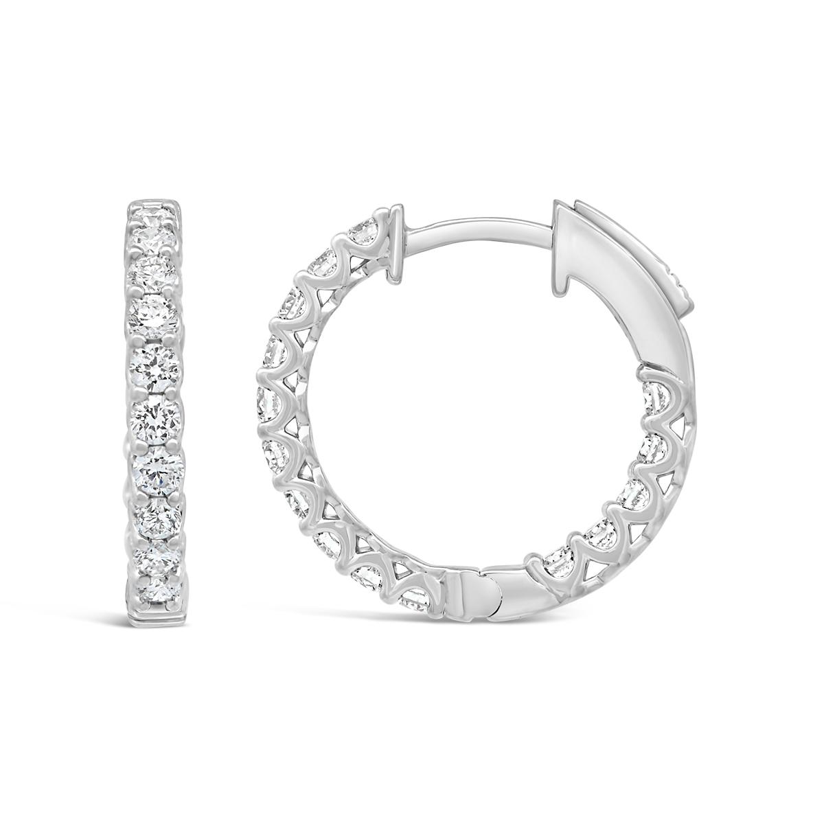 New Brilliance Lab Grown 1.02CTW Diamond Hoop Earrings in Sterling Silver