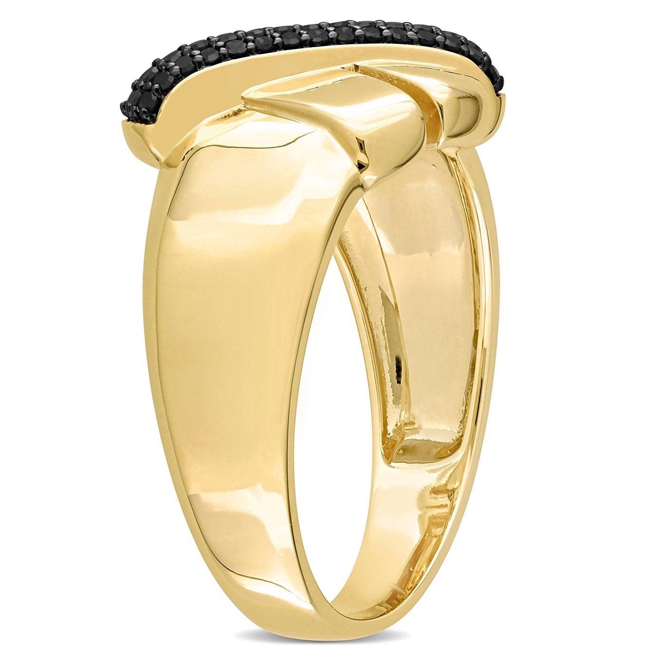 Julianna B 14K Yellow Gold 0.20CTW Black Diamond Crossover Ring