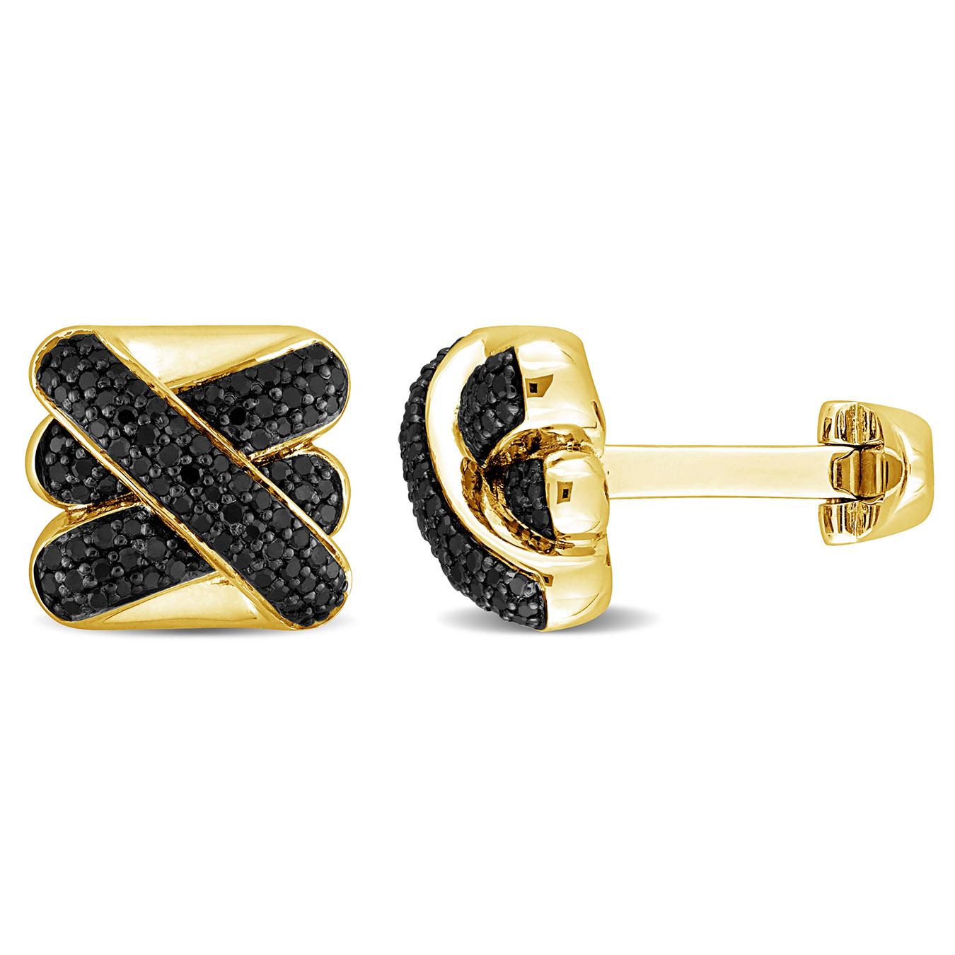 Julianna B Yellow Plated Sterling Silver 0.80Ctw Black Diamond Cuff Links
